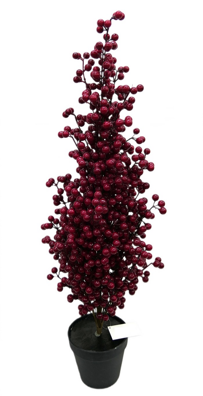 Дерево Christmasdeluxe декоративное в кашпо красные ягоды, 75см