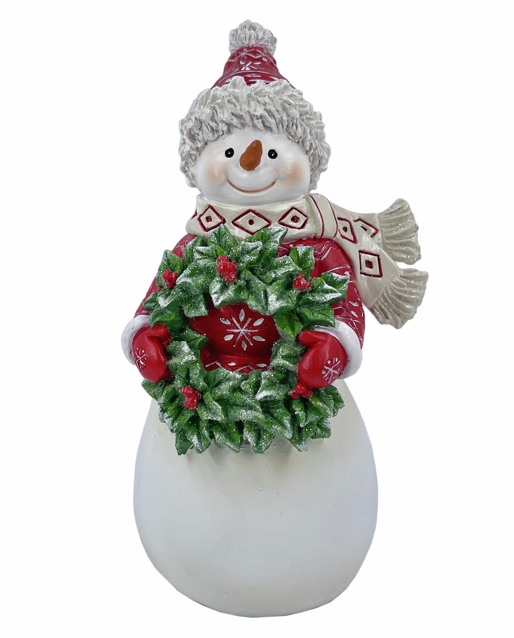 Фигурка Christmasdeluxe Снеговик с венком, 21см