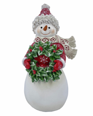 Фигурка Christmasdeluxe Снеговик с венком, 21см