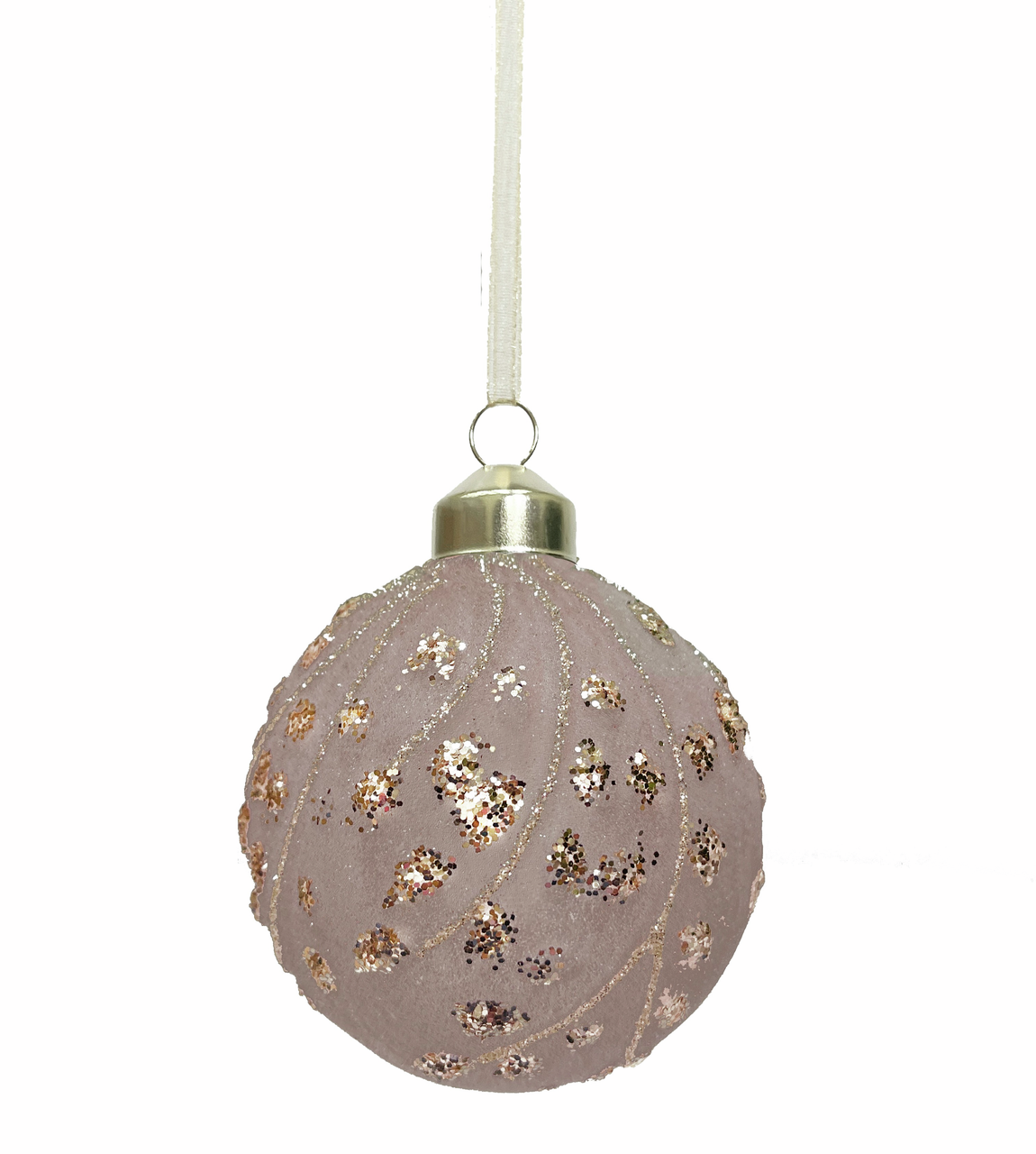 Шар елочный Christmasdeluxe кремовый с блеском, 8см
