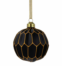 Шар елочный Christmasdeluxe черный с золотом, 8см
