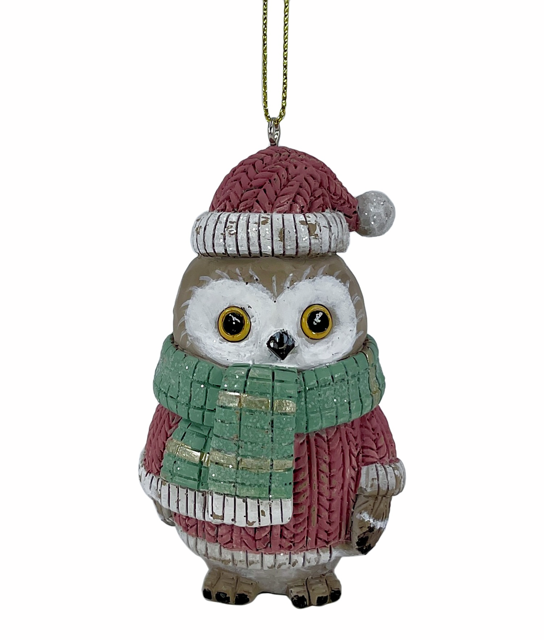 Украшение Christmasdeluxe Сова в зеленом шарфе, 10см