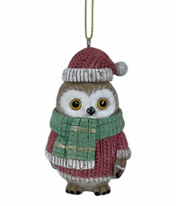 Украшение Christmasdeluxe Сова в зеленом шарфе, 10см