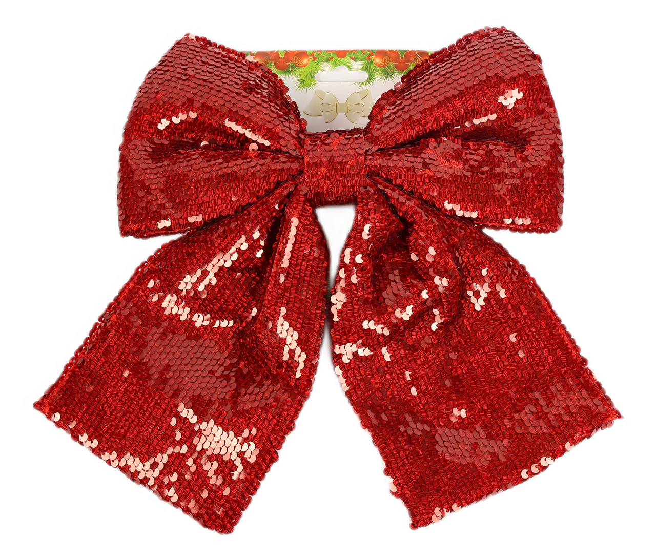 Бант Christmasdeluxe блестящий красный, 20 x 22см