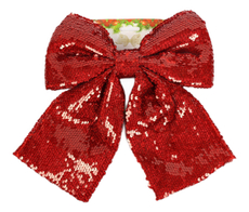 Бант Christmasdeluxe блестящий красный, 20 x 22см