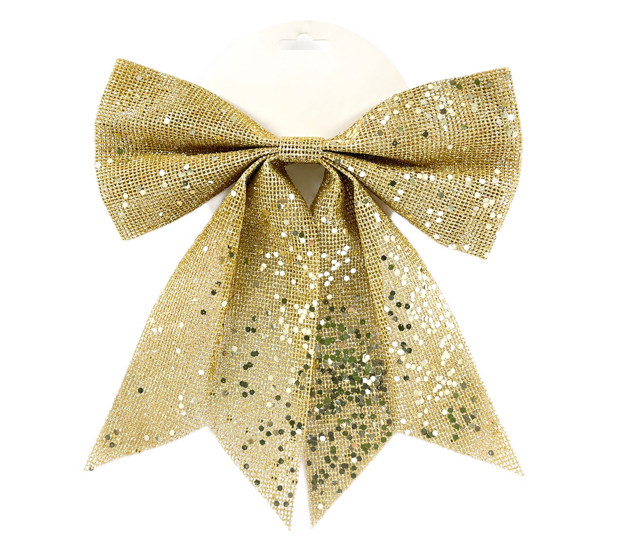 Бант Christmasdeluxe с пайетками золото, 24 x 28см