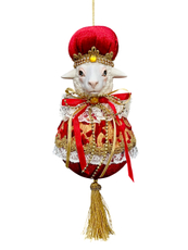 Украшение Christmasdeluxe Овечка на шаре красное, 25см