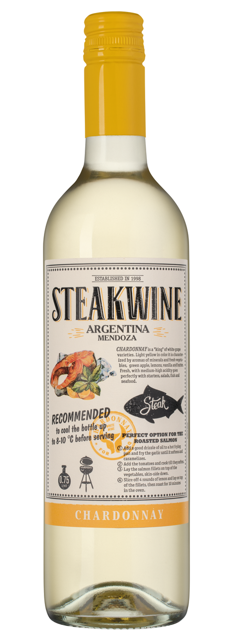 Вино Steakwine Chardonnay белое сухое, 0.75л