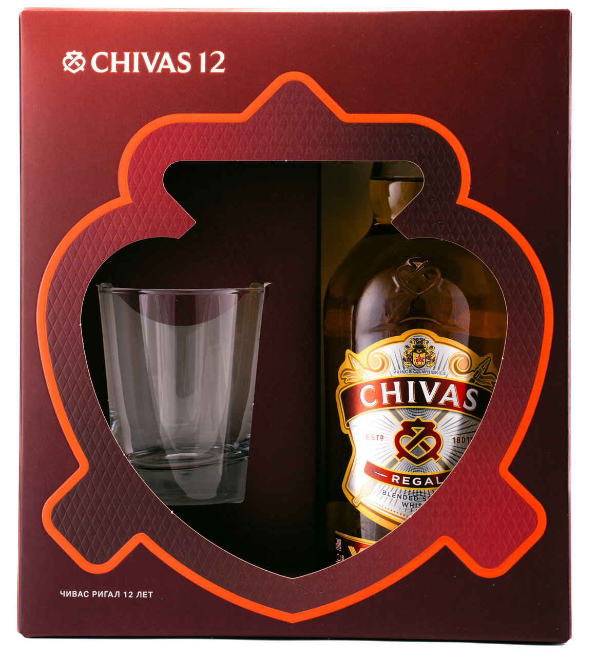 Виски Chivas Regal 12 лет и стакан в подарочной упаковке, 0.75л