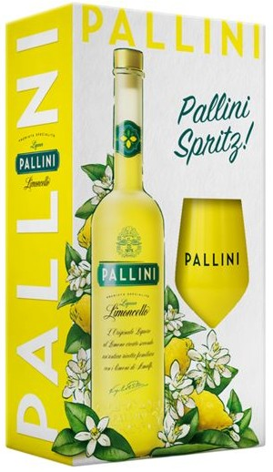 Ликер Limoncello Pallini и бокал в подарочной упаковке, 0.5л