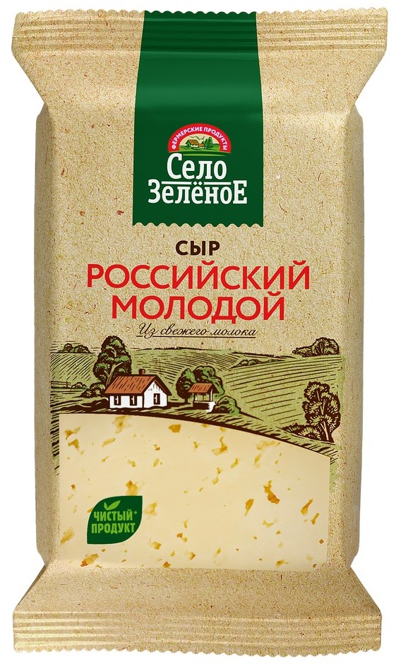 Сыр Село Зеленое Российский молодой кусок 50%, 180г