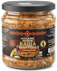 Каша Батькин Резерв гречневая с говядиной, 450г