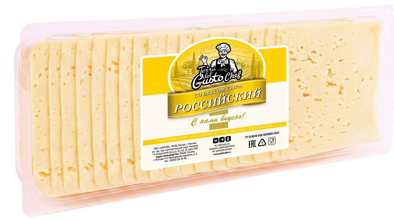 Продукт сыросодержащий Terra del Gusto Chef Российский 40% нарезка, 1кг
