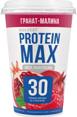 Напиток кисломолочный Molvest Protein Max Гранат-Малина без сахара безлактозный 0.6%, 240г