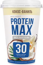 Напиток кисломолочный Molvest Protein Max Кокос-Ваниль без сахара безлактозный 0.6%, 240г