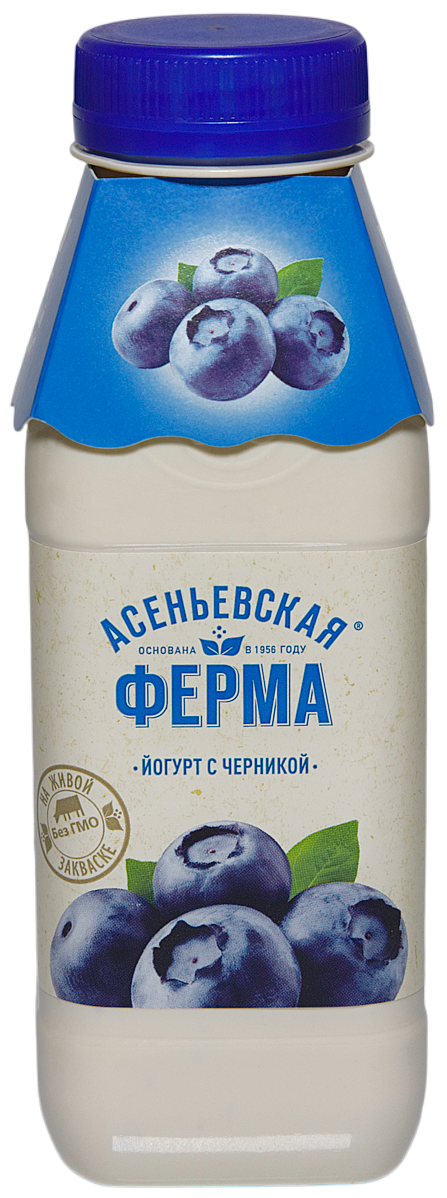 Йогурт питьевой Асеньевская ферма с черникой 1.5%, 330г