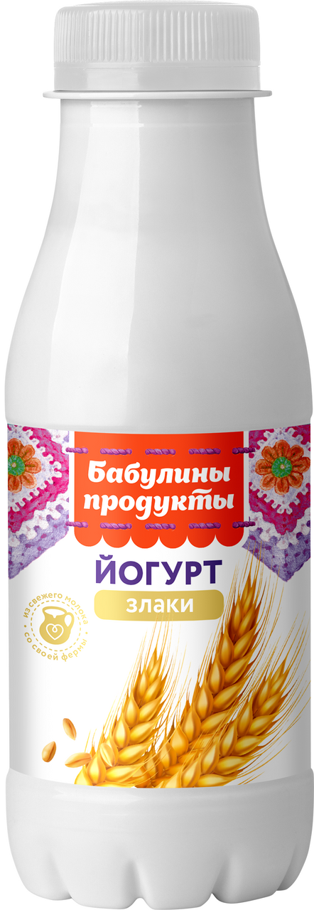 Йогурт питьевой Бабулины продукты злаки 1.5%, 290г