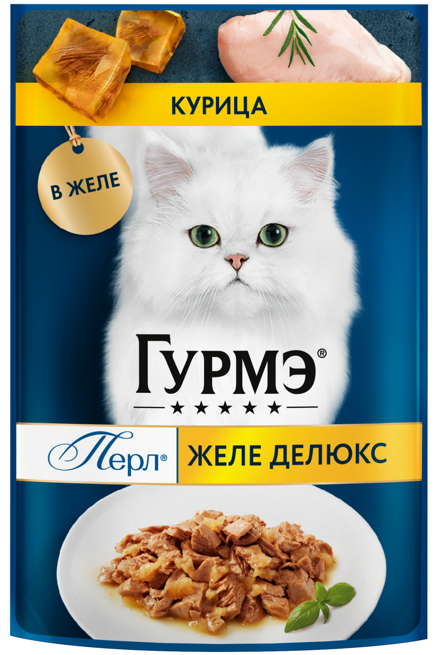 Корм влажный Гурмэ для взрослых кошек курица в желе, 75г