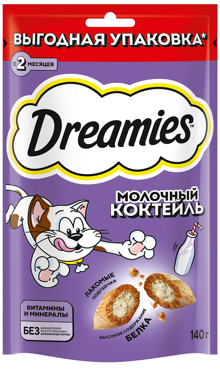 Лакомство для кошек Dreamies Молочный коктейль, 140г