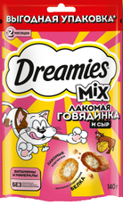 Лакомство для кошек Dreamies Mix говядина и сыр, 140г