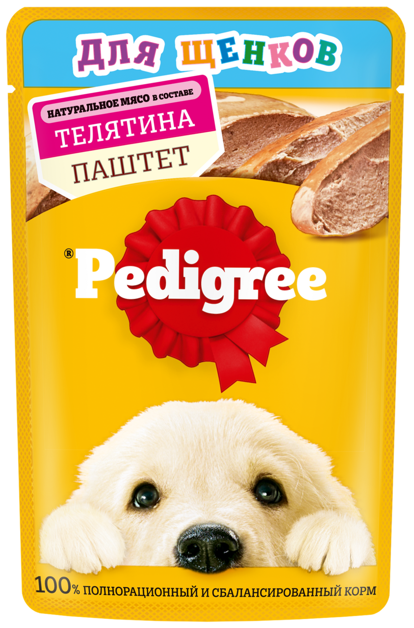 Корм влажный Pedigree для щенков паштет телятина, 80г