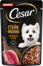 Корм влажный Cesar для собак Стейк меню нежная утка, 80г