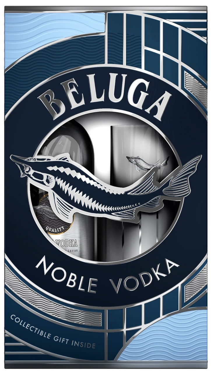 Водка Beluga Noble и стакан в подарочной упаковке, 0.7л