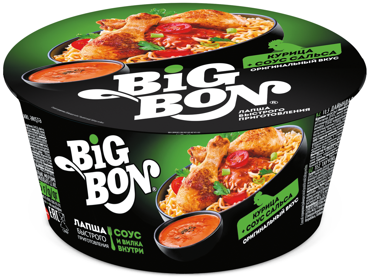 Лапша быстрого приготовления BigBon курица и соус сальса, 85г