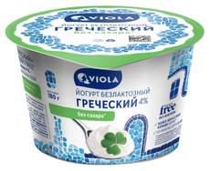 Йогурт Viola греческий безлактозный без сахара 4%, 180г