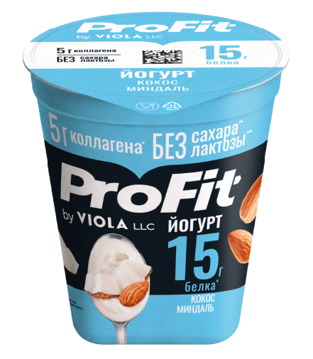 Йогурт Viola Profit безлактозный кокос и миндаль 2%, 140г