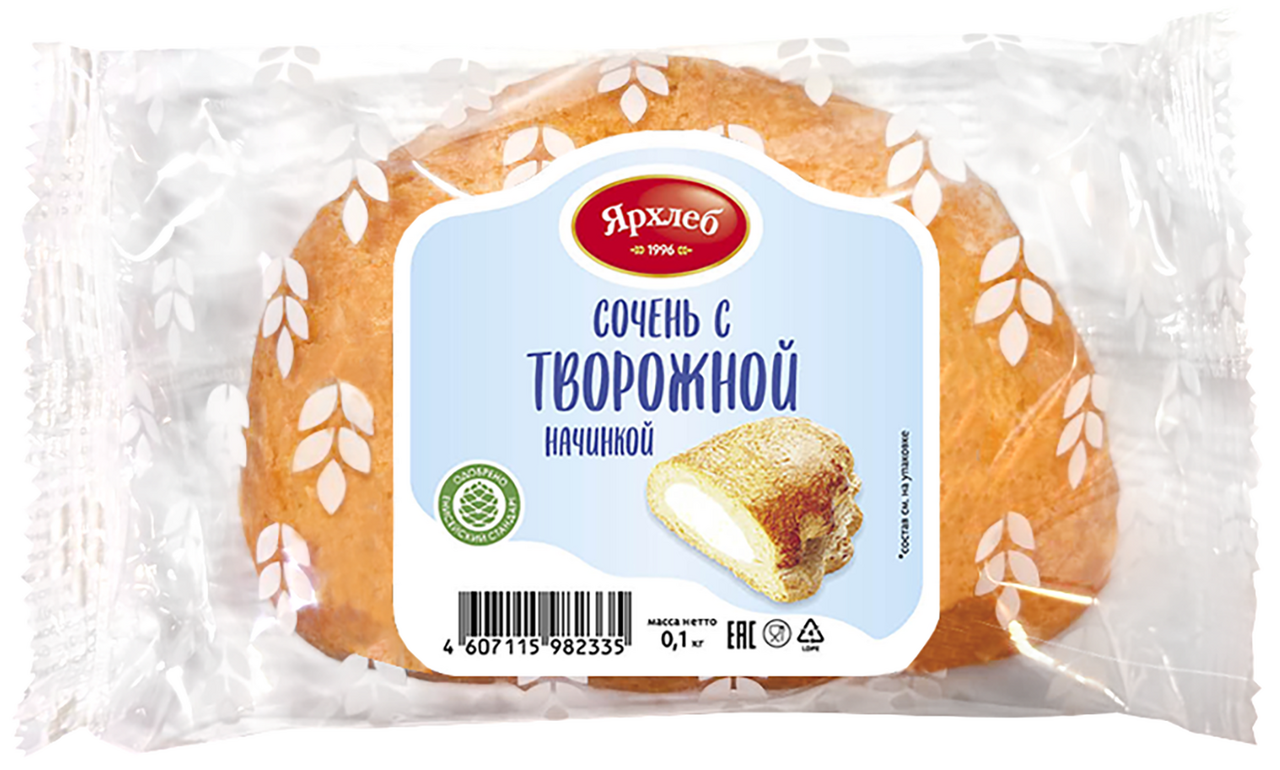 Сочень Ярхлеб с творожной начинкой, 100г