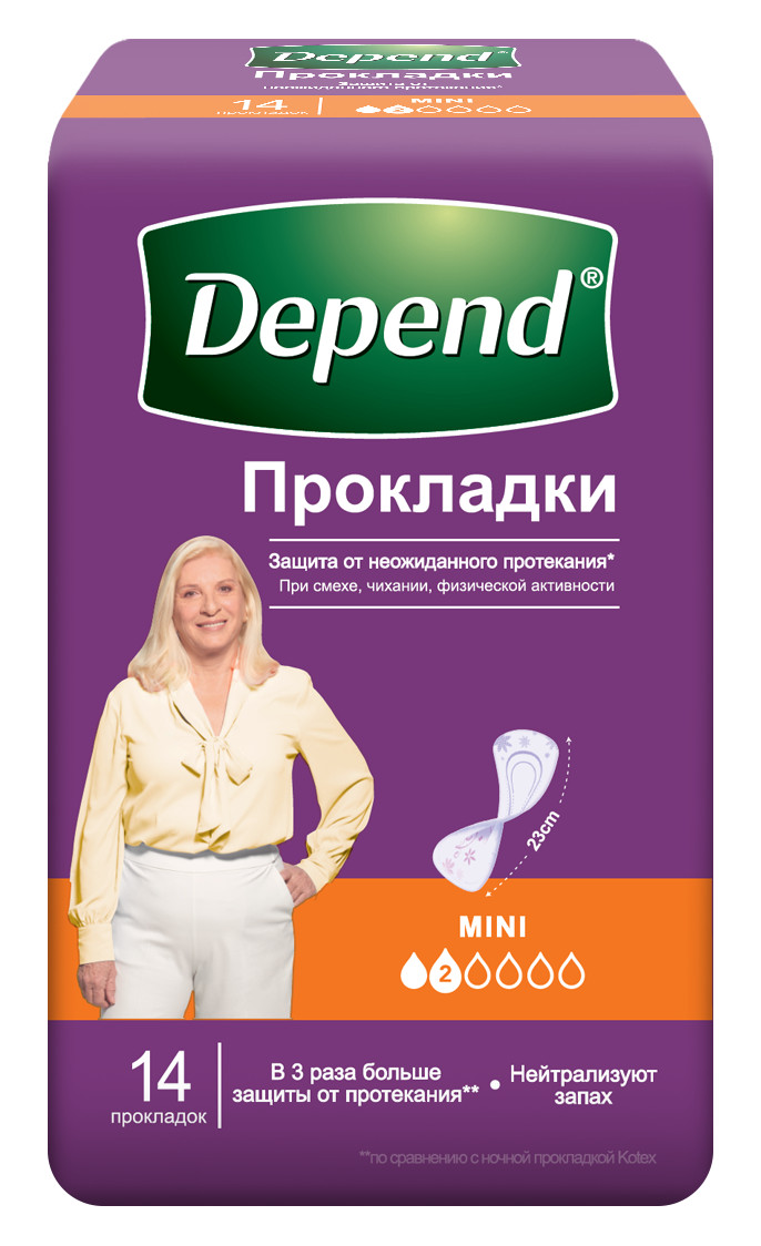 Прокладки урологические Depend Mini, 14шт