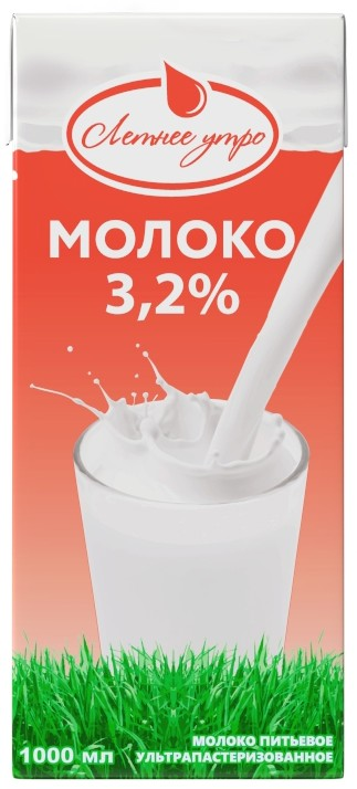 Молоко Летнее утро ультрапастеризованное 3.2%, 1л