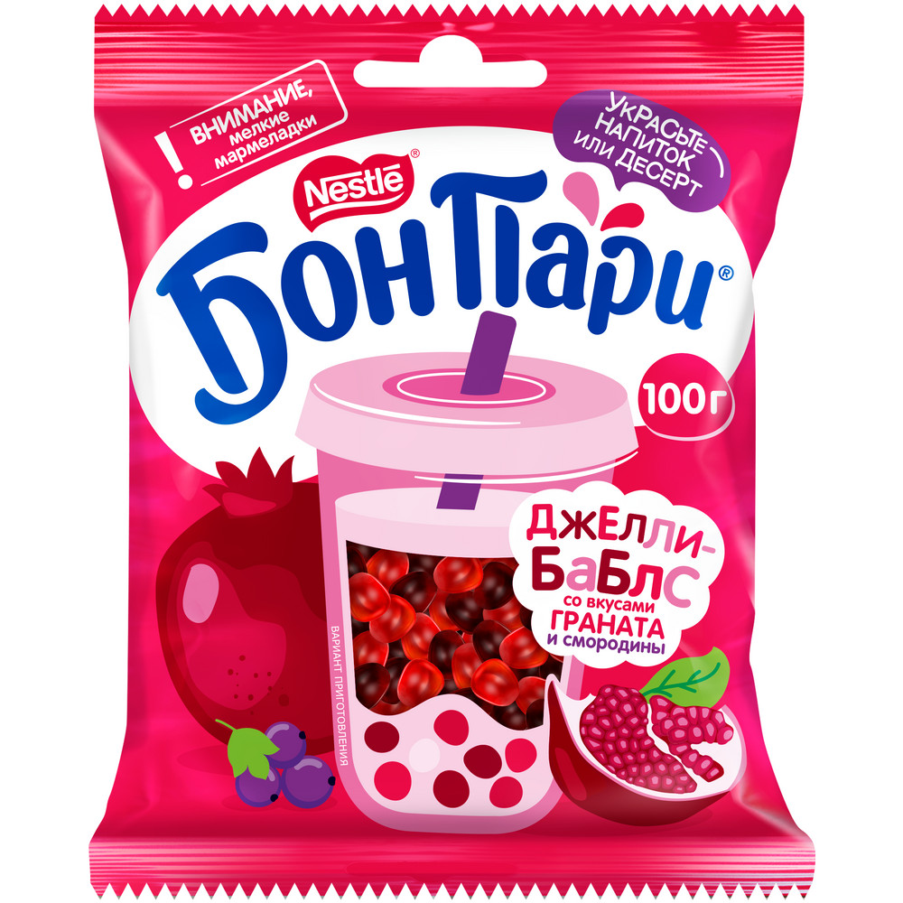 Мармелад жевательный Bon Pari Джелли-Баблс гранат и смородина, 100г