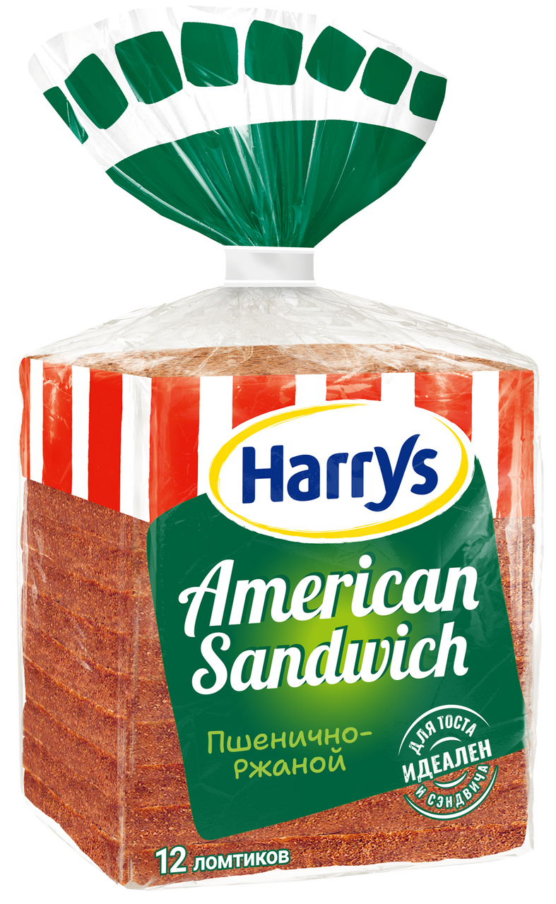 Хлеб для сэндвичей Harry's American Sandwich пшенично-ржаной, 470г