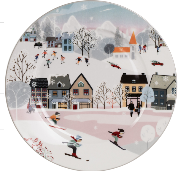 Тарелка десертная Sirocco Winter Town Pink, 20см