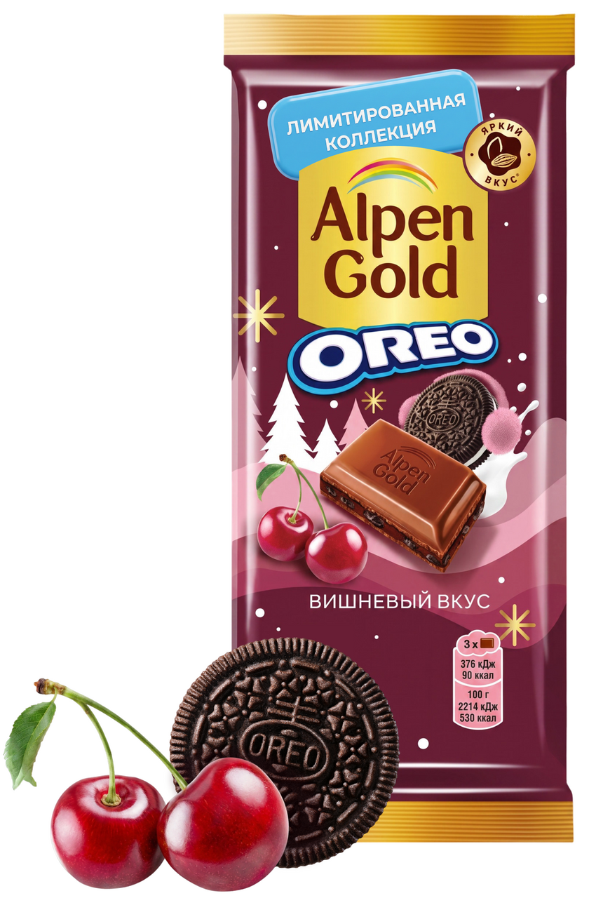 Шоколад молочный Alpen Gold Oreo вишня, 85г