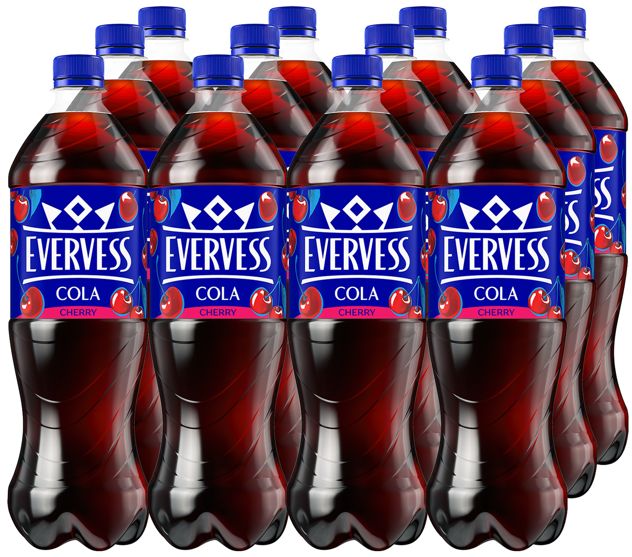 Напиток Evervess Cola со вкусом вишни газированный, 1л x 12 шт