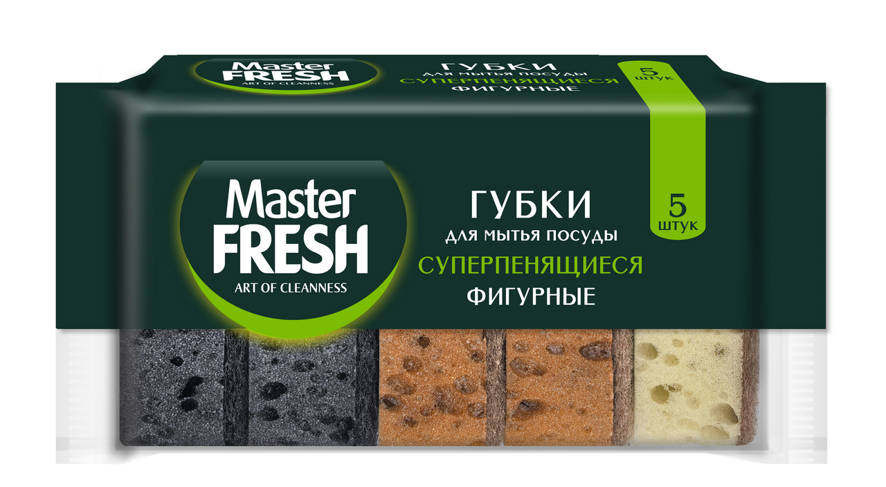 Губки для посуды Master Fresh 9.5 x 6.5см, 5шт