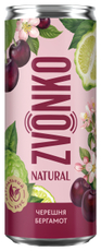 Напиток Zvonko Natural черешня и бергамот газированный, 330мл