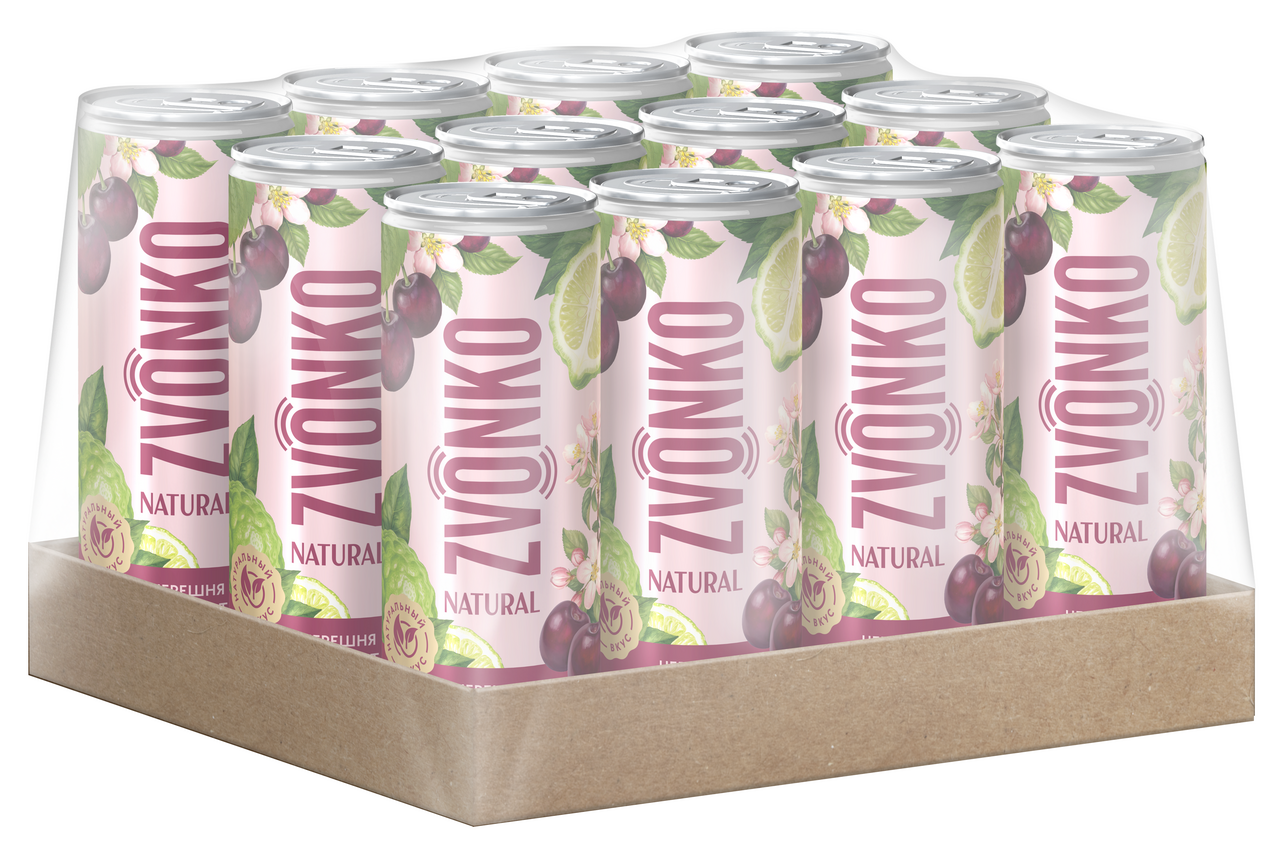 Напиток Zvonko Natural черешня и бергамот газированный, 330мл x 12 шт