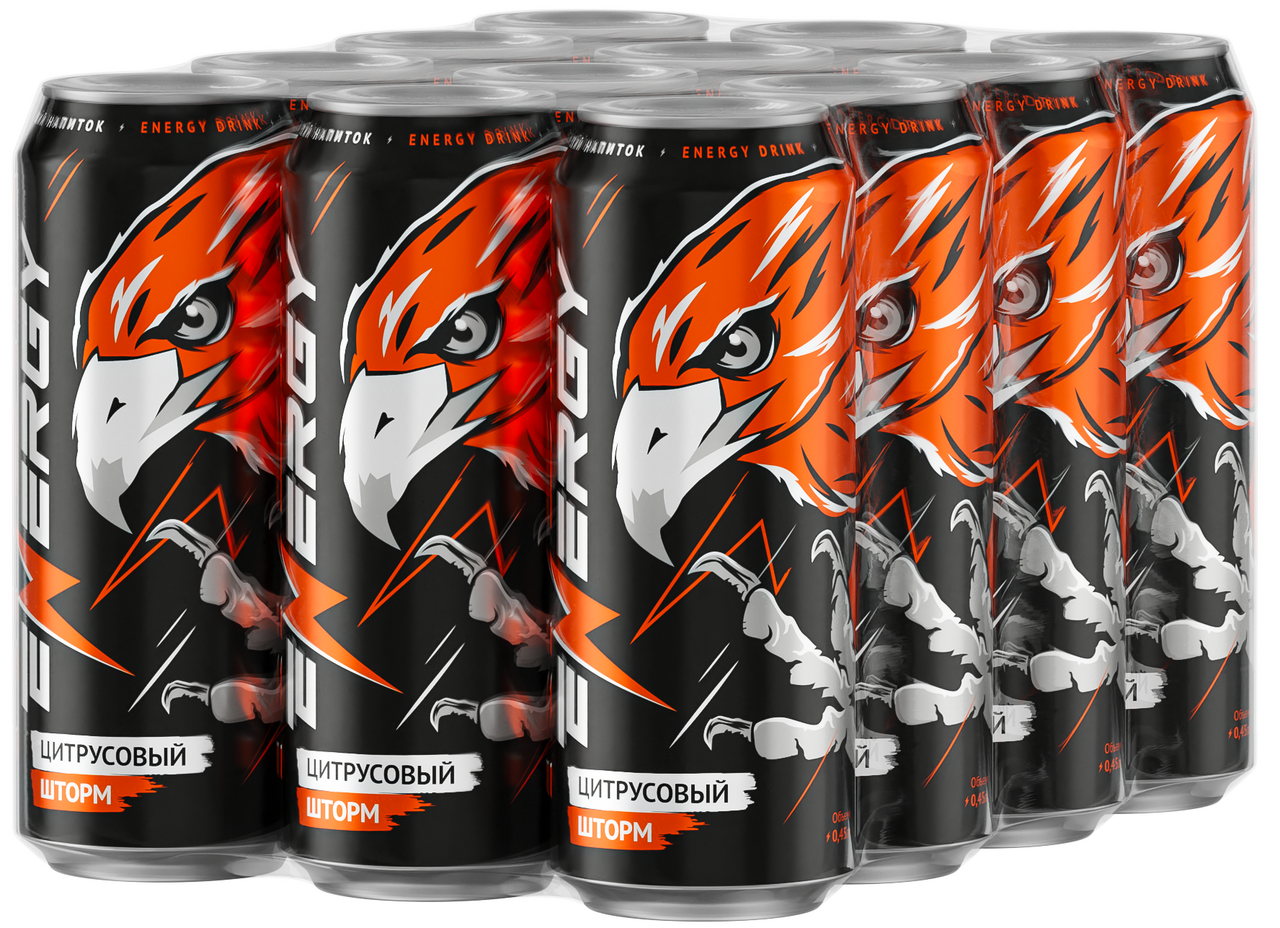 Энергетический напиток Крым Energy Цитрусовый шторм со вкусом цитруса, 450мл x 12 шт