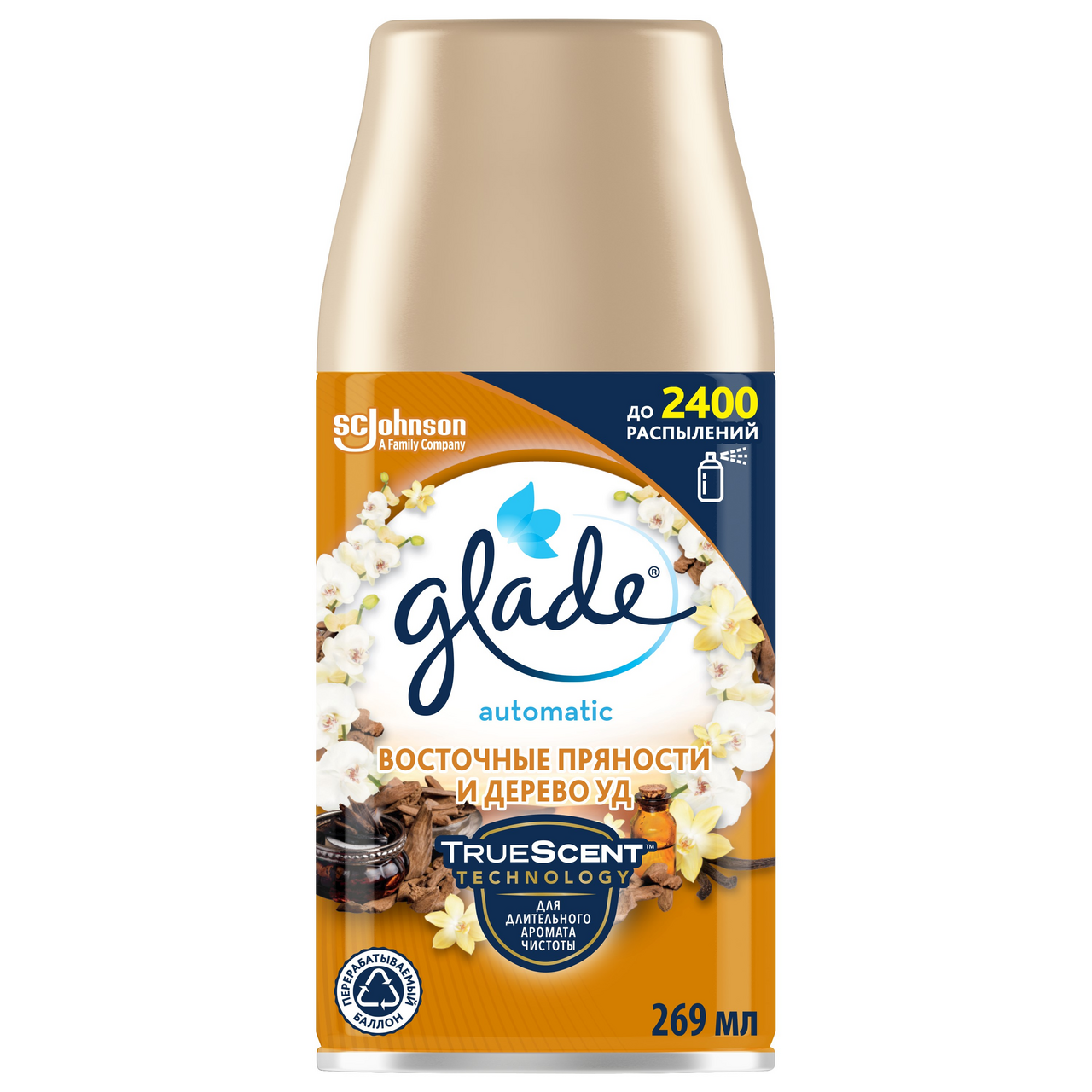 Glade Automatic Восточные пряности и дерево Уд Сменный баллон 269 мл