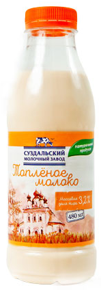 Молоко Суздальский МЗ топленое пастеризованное 3.2%, 480г