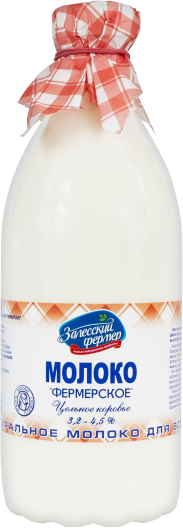 Молоко Залесский фермер цельное 3.2%-4.5%, 1.4л