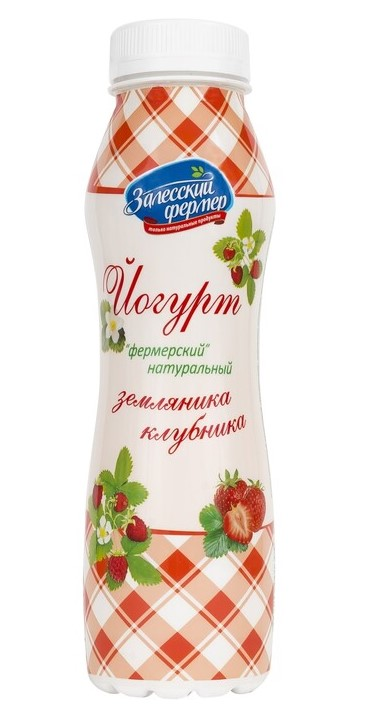 Йогурт питьевой Залесский фермер земляника и клубника 2.5%, 290г