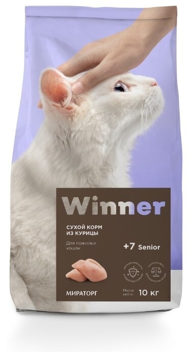 Корм сухой Мираторг для пожилых кошек из курицы +7 Senior, 10кг купить ...