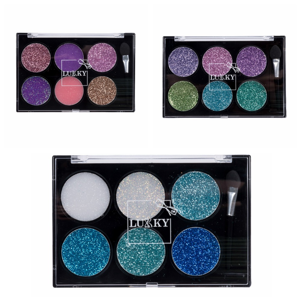Крем-тени для век Lukky с блёстками с аппликатором 6 цветов в ассортименте