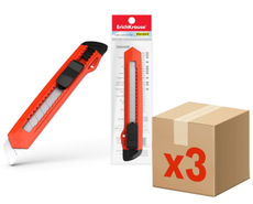 Нож канцелярский Erich Krause с метками 1.8см, 3 шт