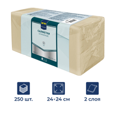 METRO PROFESSIONAL Салфетки бумажные 2 слоя кремовые 250шт, 24x24см